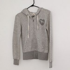PINK XS Gray Zip Hoodie